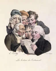 Das Testament lesen, graviert von François Séraphin Delpech